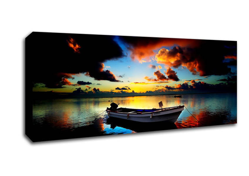 Picture of Sunrise Over The Fishing Boat Panoramic Canvas Wall Art