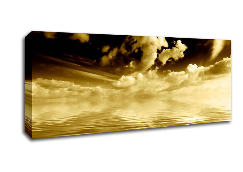 Picture of Dramatic Ocean Clouds Brown Panoramic Canvas Wall Art