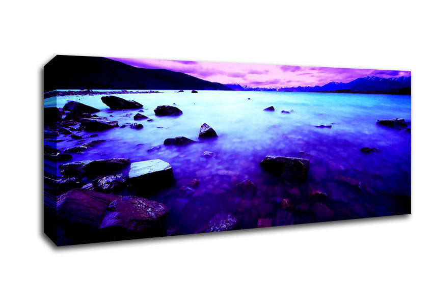 Picture of Pink Skies Over The Turquoise Ocean Panoramic Canvas Wall Art