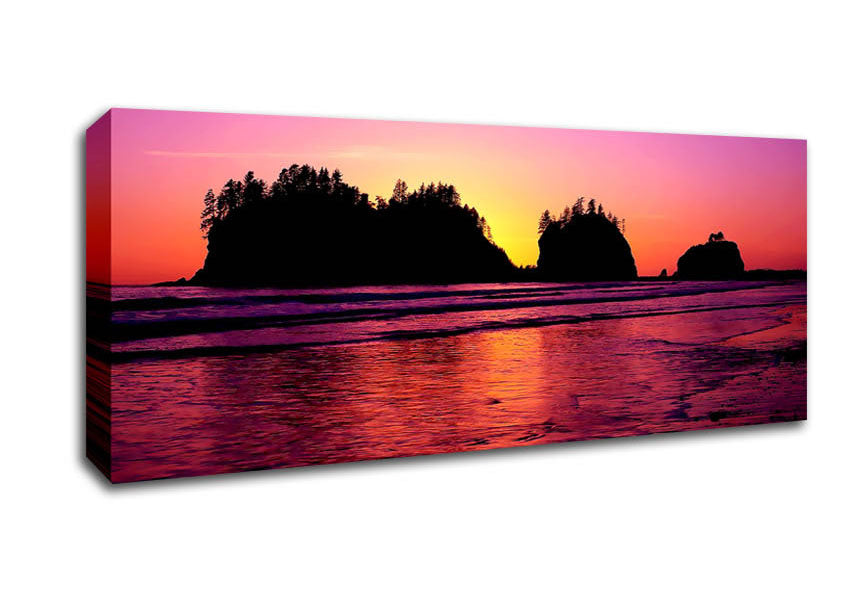 Picture of Surreal Pink Ocean Flow Panoramic Canvas Wall Art