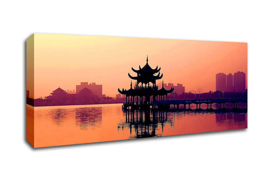 Picture of Reflections Of The Far East Peach Panoramic Canvas Wall Art