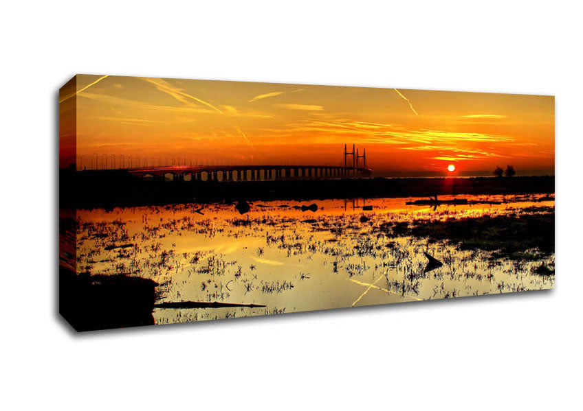 Picture of Ocean Path To The Sun Panoramic Canvas Wall Art