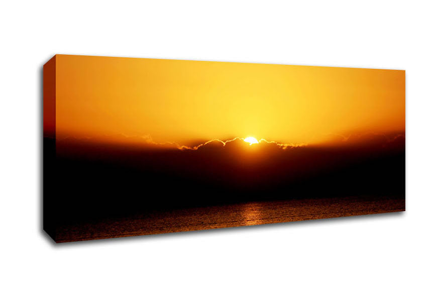 Picture of The Last Glimmer Of The Orange Ocean Sun Panoramic Canvas Wall Art