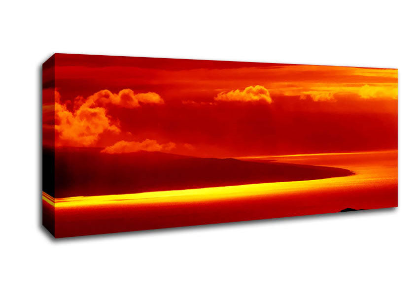 Picture of Orange Ocean Glow Panoramic Canvas Wall Art