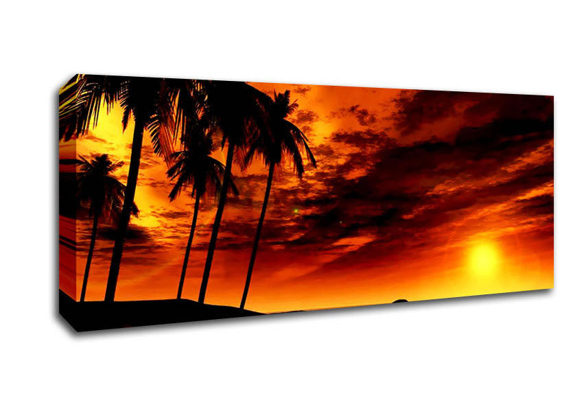 Picture of Golden Palm Tree Skies Panoramic Canvas Wall Art