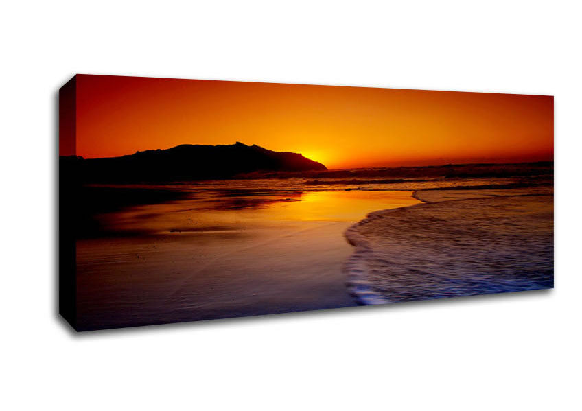 Picture of Red Ocean Dusk Panoramic Canvas Wall Art