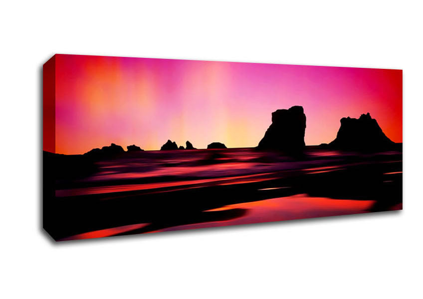 Picture of Northern Light Ocean Pink Panoramic Canvas Wall Art