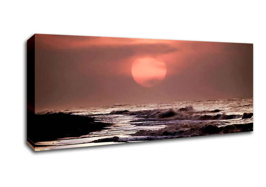 Picture of Pink Sunset Ocean Panoramic Canvas Wall Art