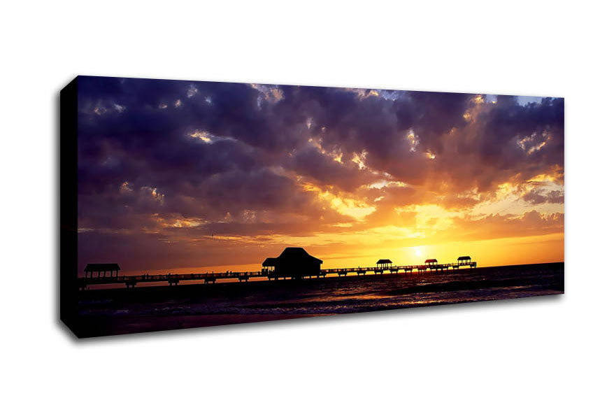 Picture of Pier Sunset Horizon Panoramic Canvas Wall Art