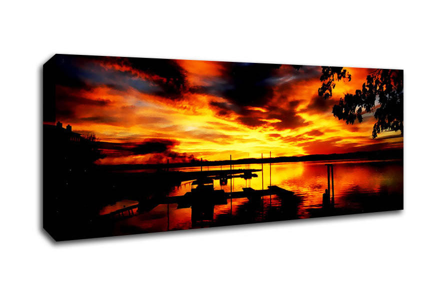 Picture of Piers Fire Glow Panoramic Canvas Wall Art