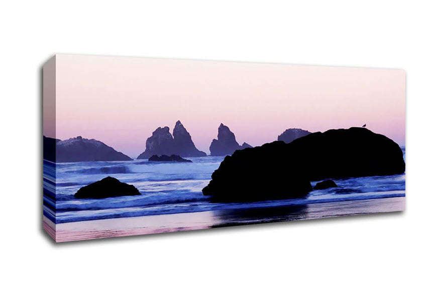 Picture of Pink Ocean Moon Panoramic Canvas Wall Art