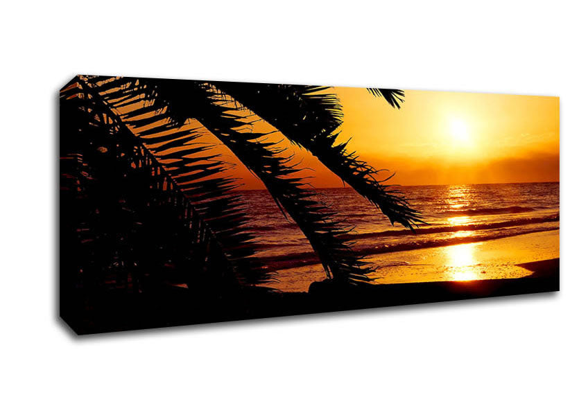 Picture of Glow Of The Golden Ocean Panoramic Canvas Wall Art