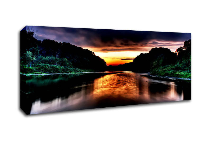 Picture of Fire Sunrise Lake Panoramic Canvas Wall Art