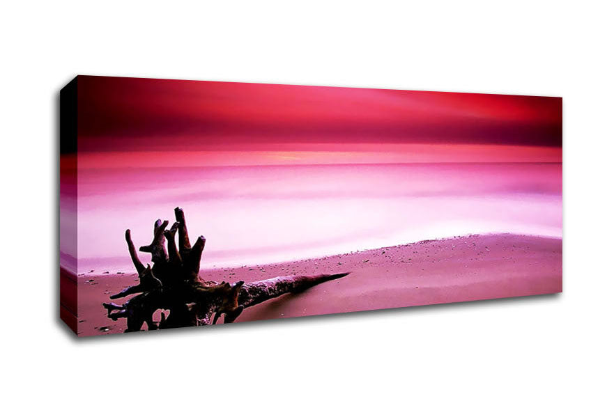 Picture of Pink Ocean Calm Panoramic Canvas Wall Art