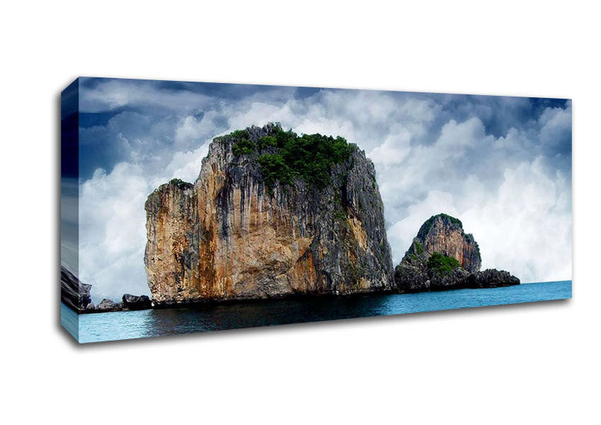 Picture of Ocean Island Storm Panoramic Canvas Wall Art