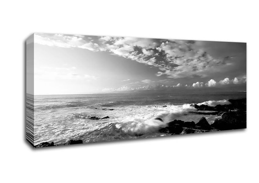 Picture of Ocean Mist B n W Panoramic Canvas Wall Art