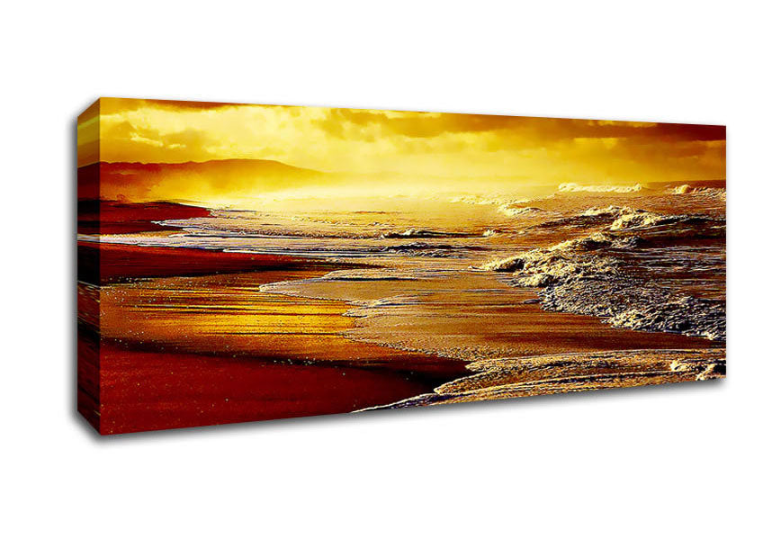Picture of Red Ocean Storm Panoramic Canvas Wall Art