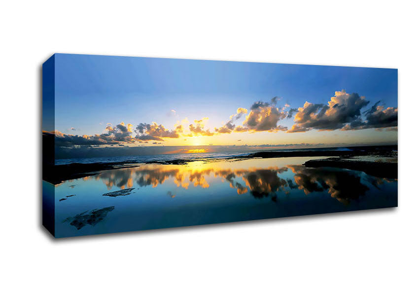 Picture of Golden Reflection Lake Panoramic Canvas Wall Art
