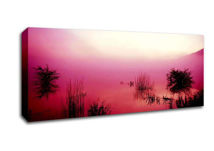 Picture of Pink Misty Lake Panoramic Canvas Wall Art