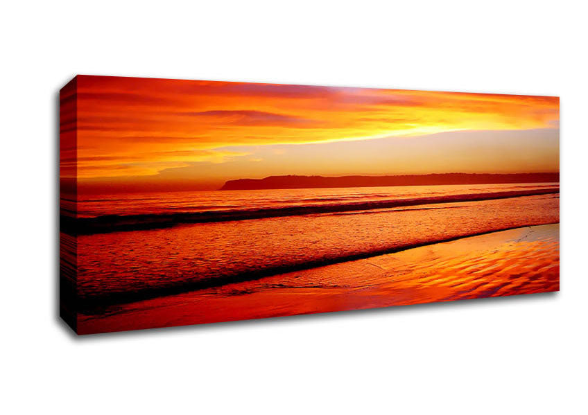 Picture of Orange Ocean Sands Panoramic Canvas Wall Art