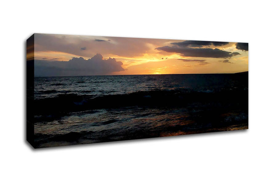 Picture of Ocean Sunset Clouds Panoramic Canvas Wall Art