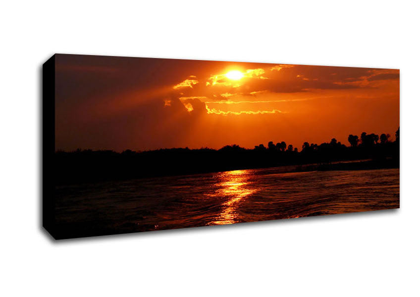Picture of Orange Waves Lapping Panoramic Canvas Wall Art