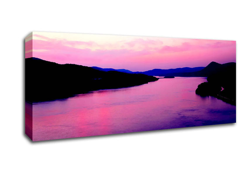 Picture of Pink Mountain Lake Panoramic Canvas Wall Art