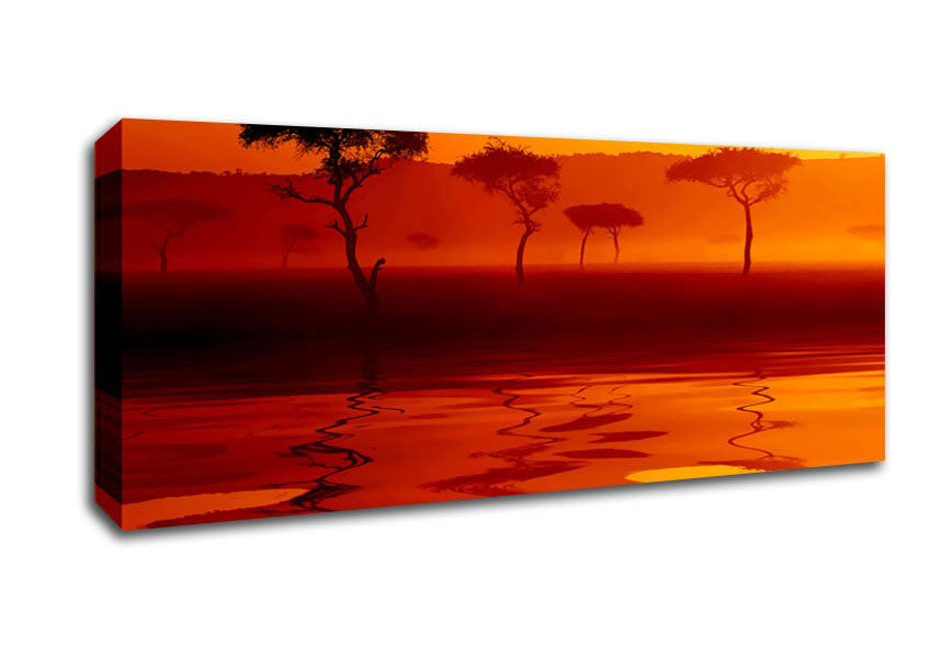 Picture of Reflections Of The Stunning Lake Trees Panoramic Canvas Wall Art