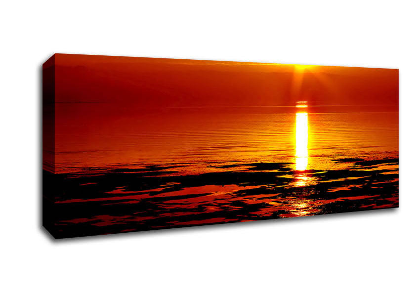 Picture of Lapping Waves In Golden Sunlight Panoramic Canvas Wall Art