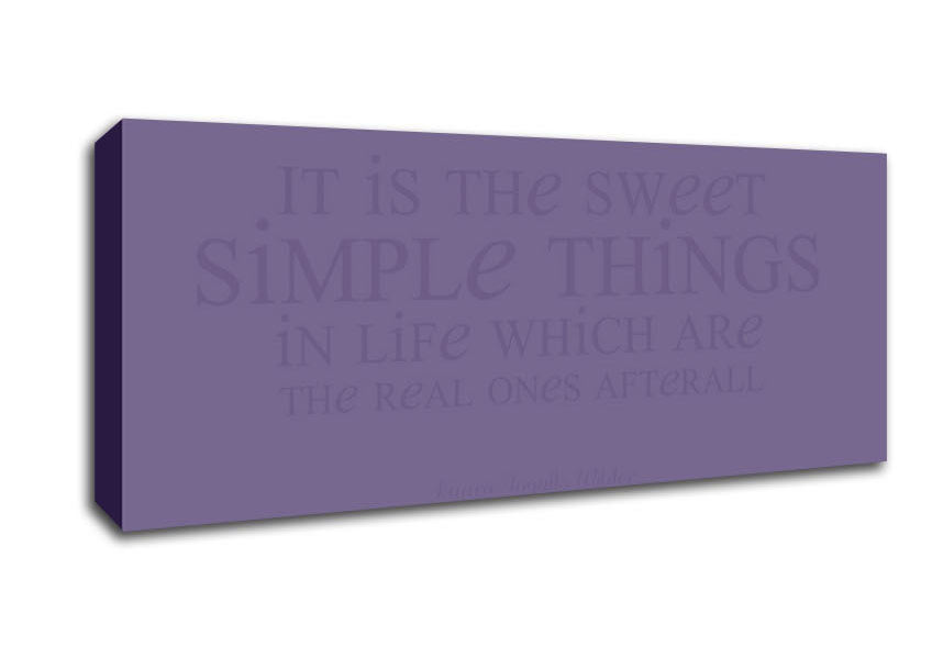 Picture of Motivational Quote Laura Wilder It Is The Sweet Simple Things Lilac Panoramic Canvas Wall Art