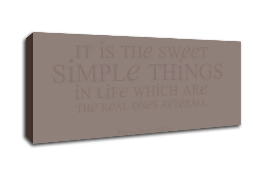Picture of Motivational Quote Laura Wilder It Is The Sweet Simple Things Beige Panoramic Canvas Wall Art