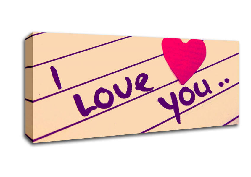 Picture of Love Quote I Love You Heart Panoramic Canvas Wall Art