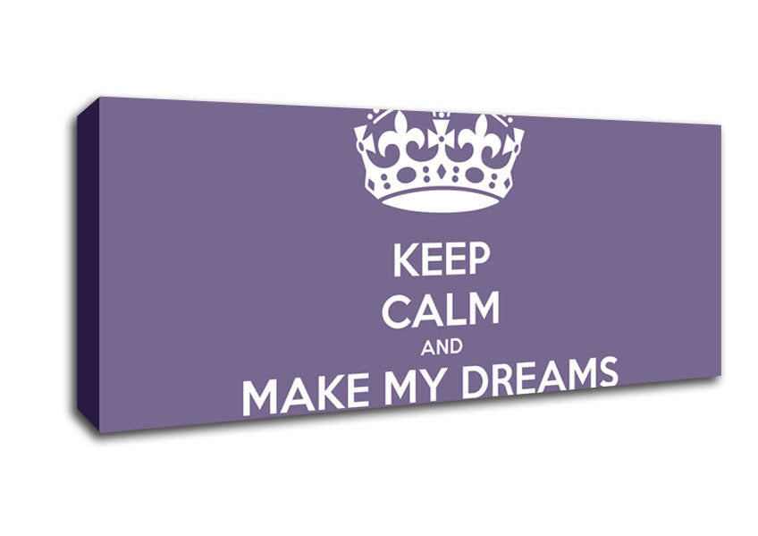 Picture of Keep Calm Make Your Dreams Come True Lilac Panoramic Canvas Wall Art