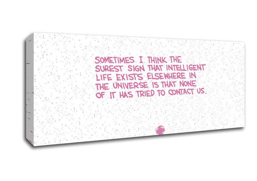 Picture of Funny Quote Sometimes I Think The Surest Sign Pink Panoramic Canvas Wall Art