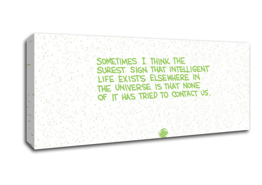 Picture of Funny Quote Sometimes I Think The Surest Sign Lime Green Panoramic Canvas Wall Art