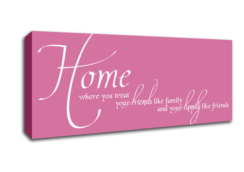 Picture of Family Quote Home Family Friends Pink Panoramic Canvas Wall Art