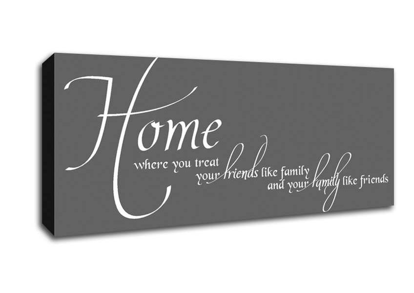 Picture of Family Quote Home Family Friends Grey Panoramic Canvas Wall Art