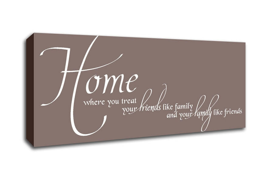 Picture of Family Quote Home Family Friends Beige Panoramic Canvas Wall Art