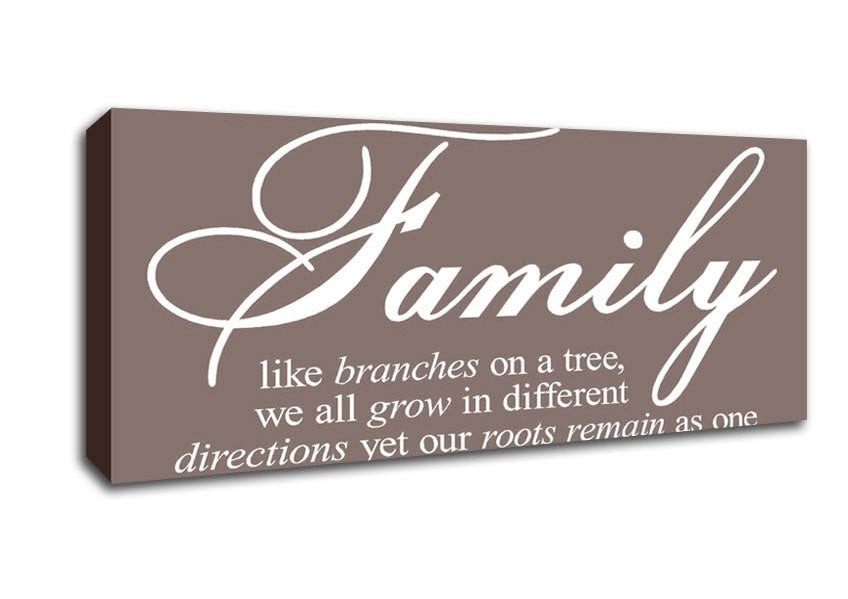 Picture of Family Quote Family We All Grow In Different Directions Beige Panoramic Canvas Wall Art