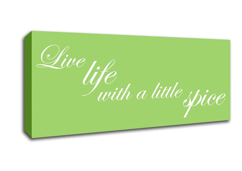 Picture of itchen Quote Live Life With A Little Spice Lime Green Panoramic Canvas Wall Art