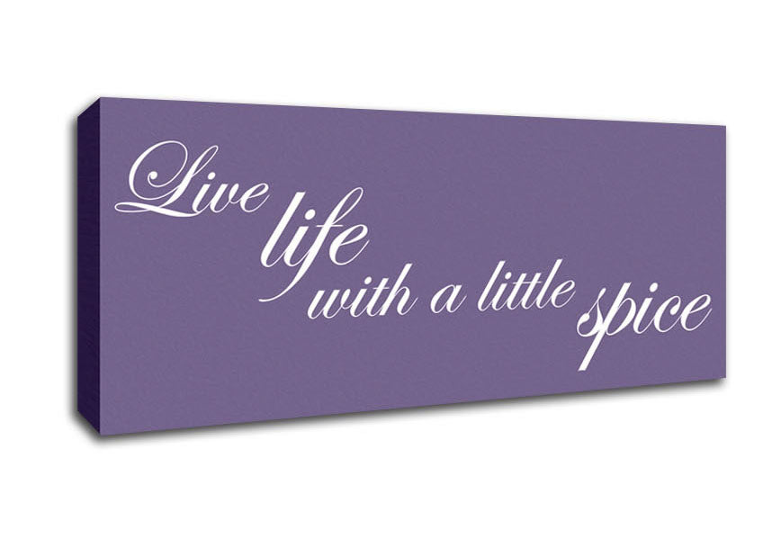 Picture of Kitchen Quote Live Life With A Little Spice Lilac Panoramic Canvas Wall Art