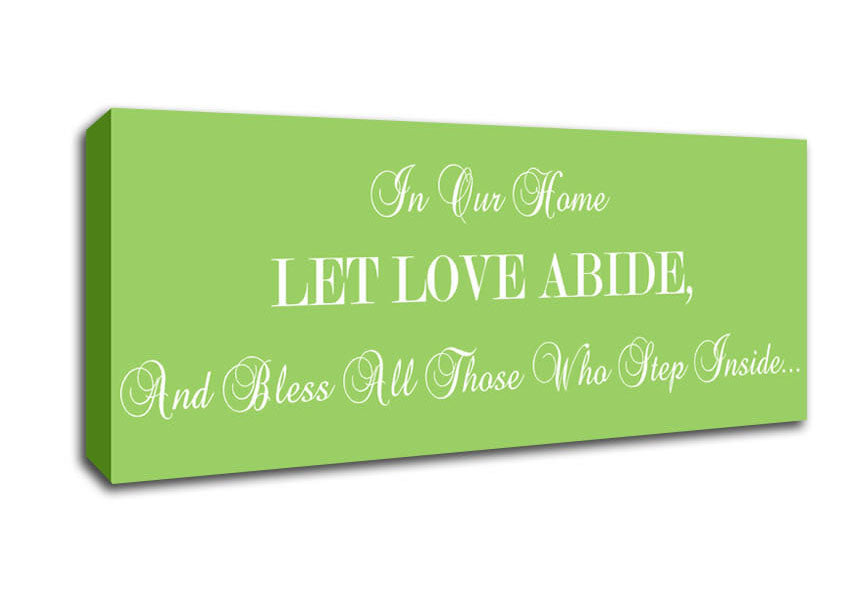 Picture of Love Quote In Our Home Let Love Abide Lime Green Panoramic Canvas Wall Art