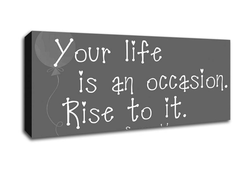 Picture of Suzanne Weyn Your Life Is An Occasion Grey Panoramic Canvas Wall Art