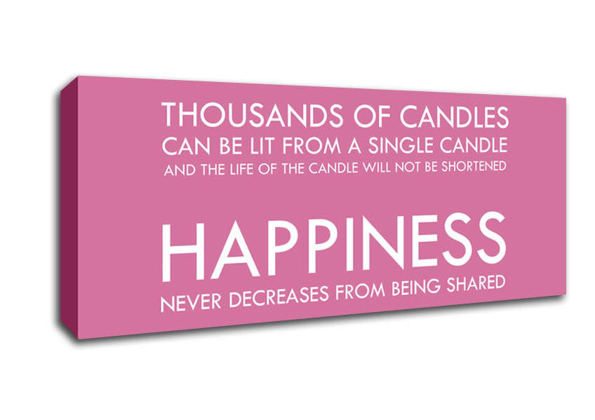Picture of Happiness Never Decreases From Being Shared Pink Panoramic Canvas Wall Art