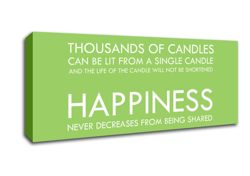 Picture of Happiness Never Decreases From Being Shared Lime Green Panoramic Canvas Wall Art