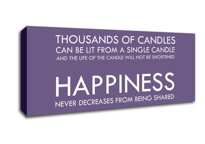 Picture of Happiness Never Decreases From Being Shared Lilac Panoramic Canvas Wall Art