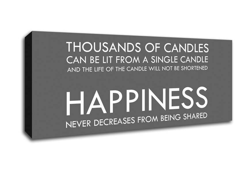 Picture of Happiness Never Decreases From Being Shared Grey Panoramic Canvas Wall Art