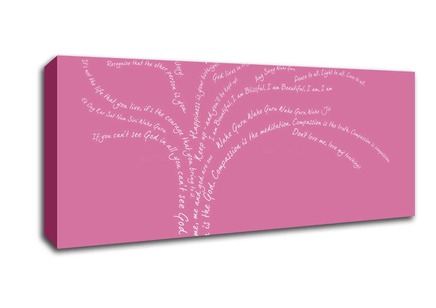 Picture of Love Quote The Love Tree Pink Panoramic Canvas Wall Art