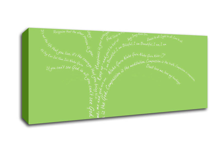 Picture of Love Quote The Love Tree Lime Green Panoramic Canvas Wall Art