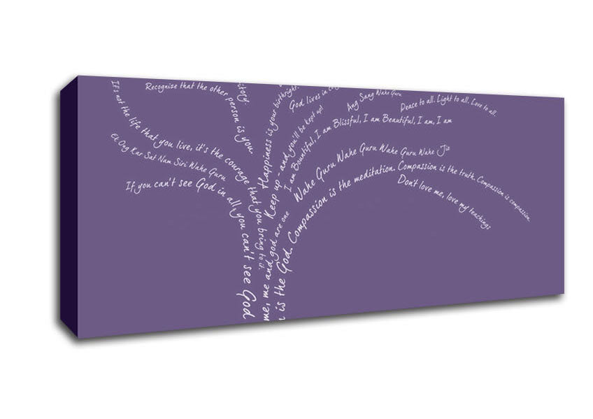 Picture of Love Quote The Love Tree Lilac Panoramic Canvas Wall Art